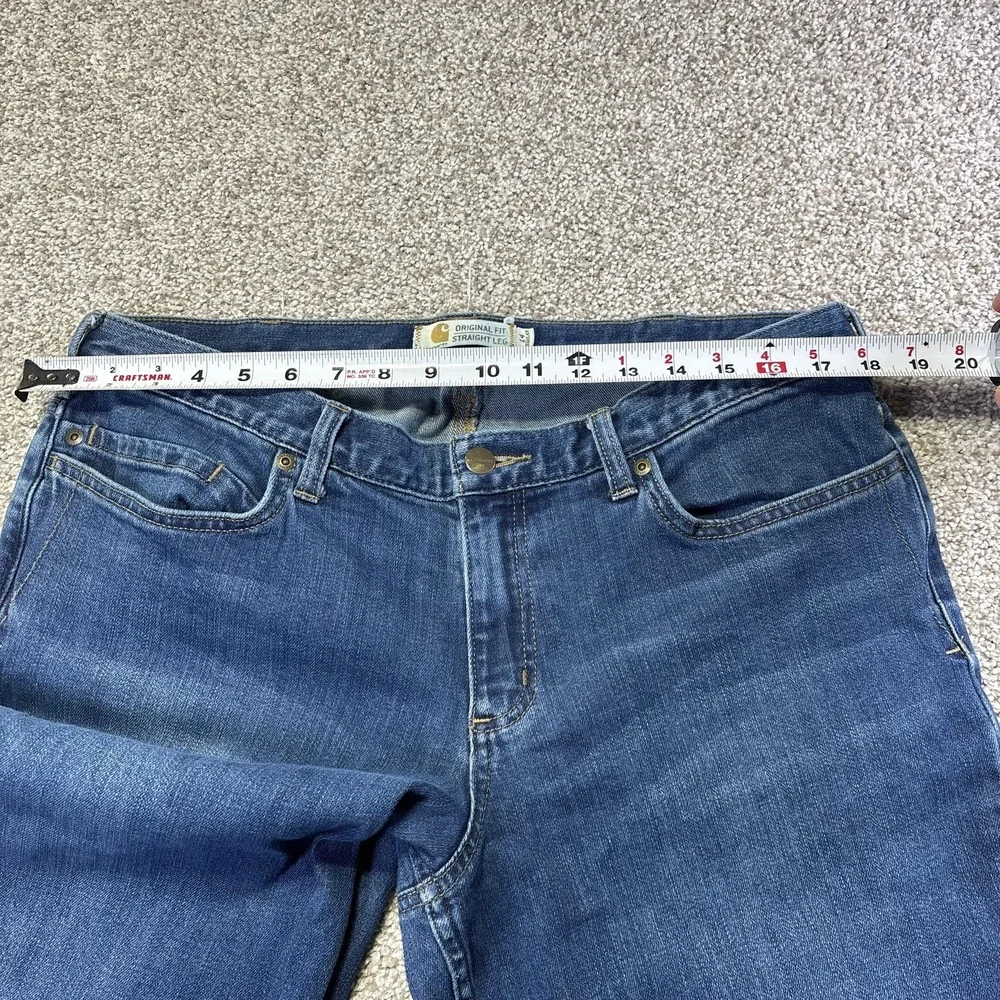 Carhartt Original Fit Straight Leg Jeans Womens 14 Blue Medium Stretch‎ Denim